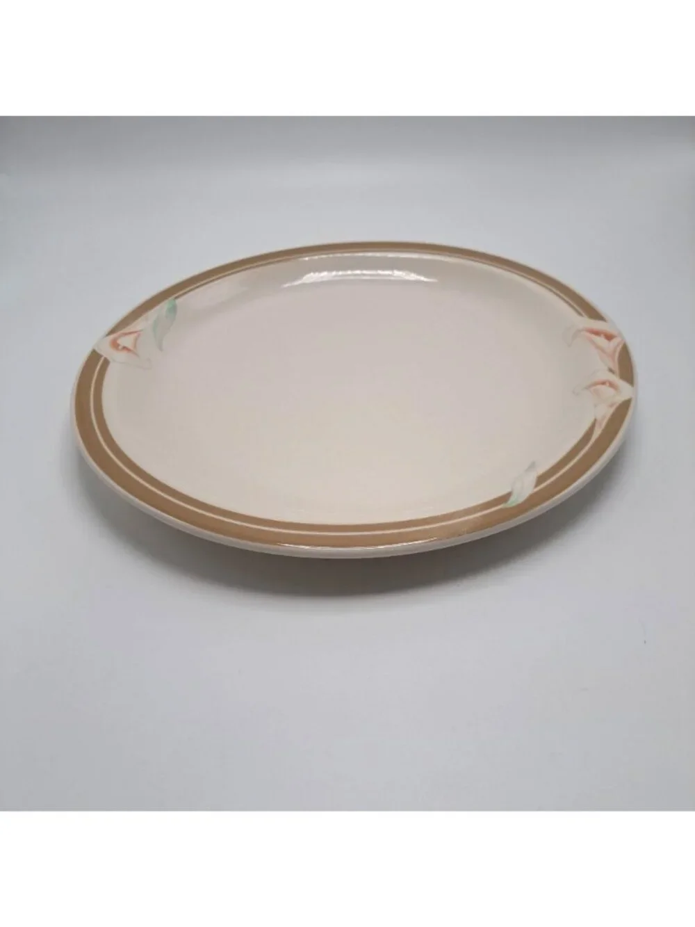 Syracuse China Calla Lily Oval Dinner Plate White Brown Floral Design 14-C